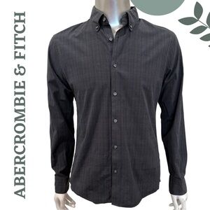 🛍️3/$40 Abercrombie & Fitch Men’s Charcoal Button-Up Shirt Super Slim Fit Medium